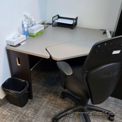 Grey Office Corner Desk w/ Adjustable Keyboard Tray